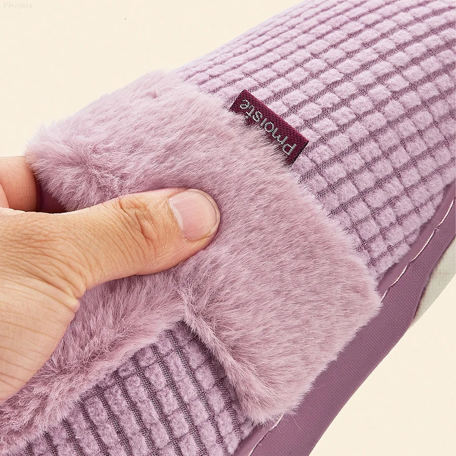 Winter Home Slippers for Women Bedroom Antislip House Cotton Shoes Warm Plush Couples Indoor 241214