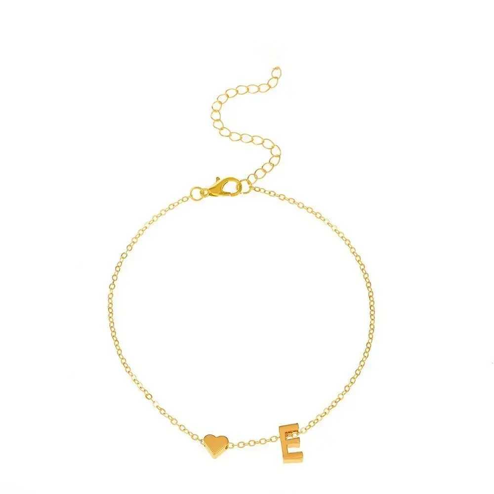 Fashion English Initial Letter Heart Bracelet DIY Personalized Name Bracelets Girls Women Anniversary Jewelry GiftsXJ241214