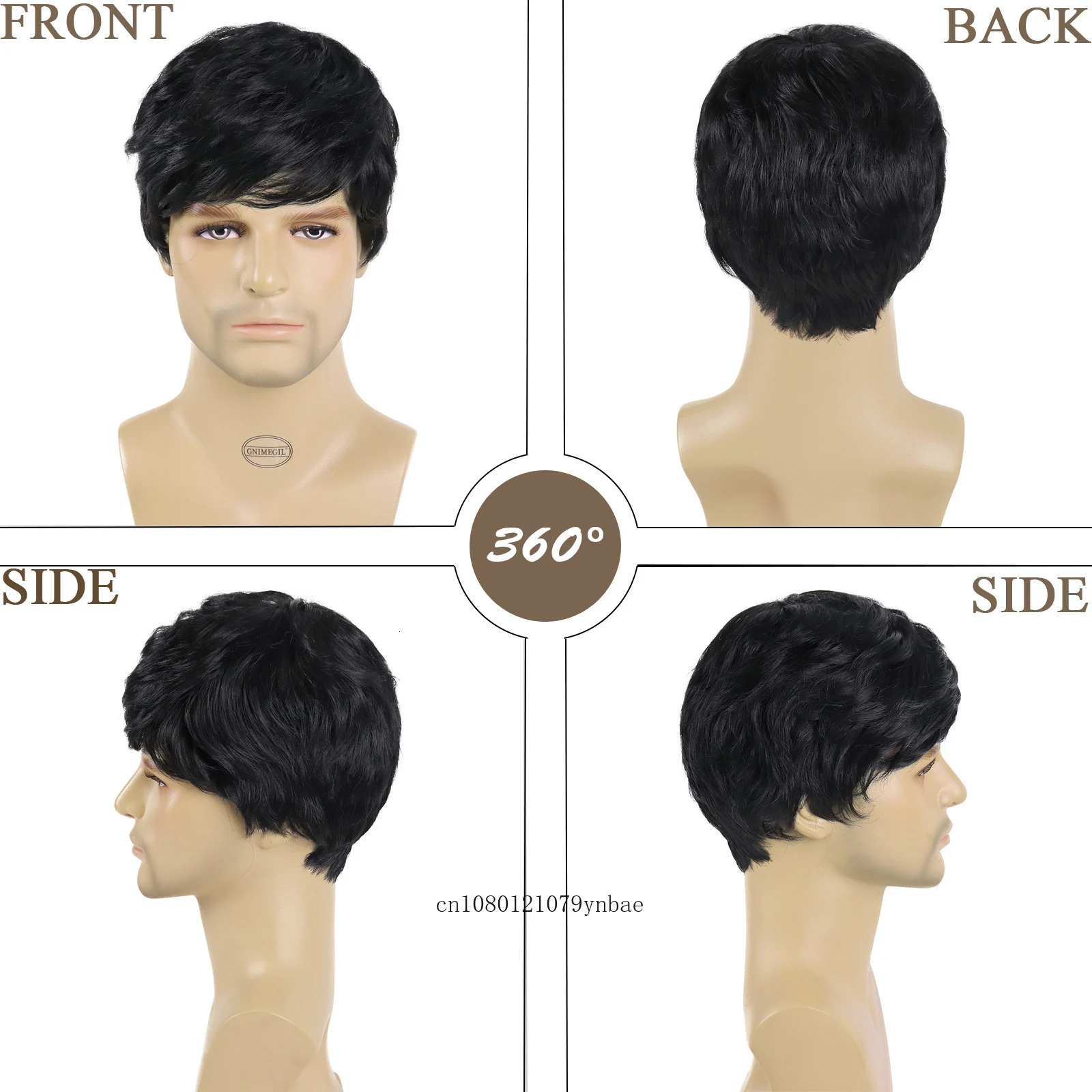 Short Black Wig Male Synthetic Natural Soft Wig with Bangs Businessman Brown Mens Wig Cosplay Daddy Daily Hair Replacement Wigs 241213