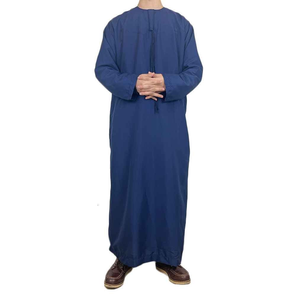 Ethnic Clothing 1Piece Mens Jubba Thobe Kaftan Long Pakistan Aman Abaya Muslim Saudi Arabia Djellaba Islam Clothing Prayer Robe Ramadan A04