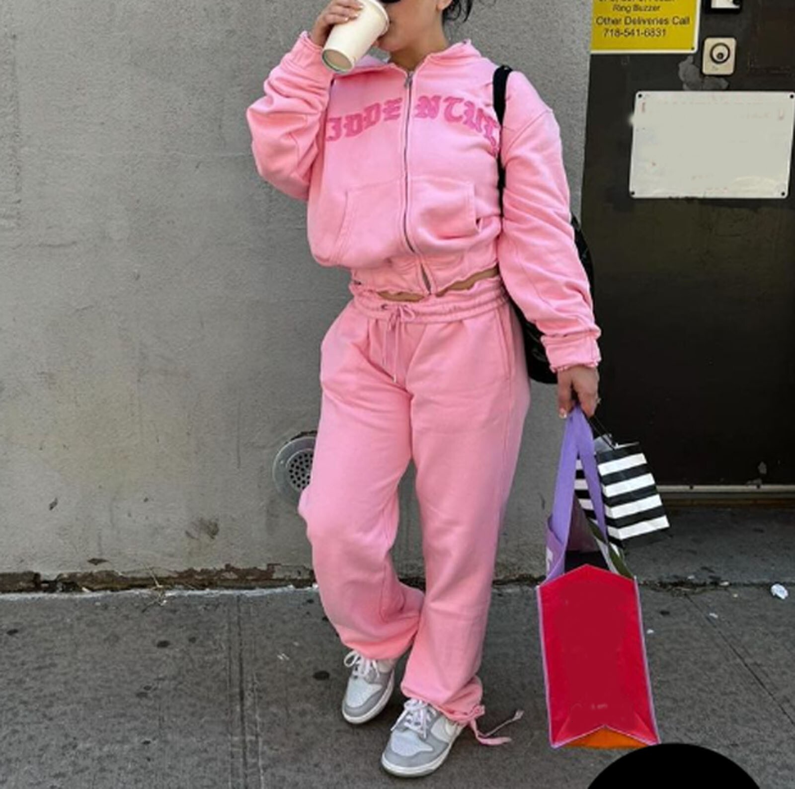 2 Piece Women Outfit Winter Trend Elegant Warm Suit Vintage Sports Y2k Trouser Sets Hidden Cult Embroidery Sweatshirts