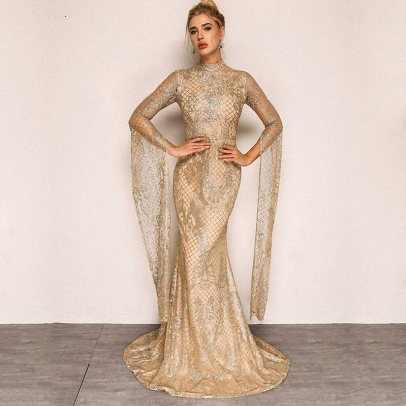 Winter New Dress Womens Wear Hot Silver Slim Fit Dress Long Dress