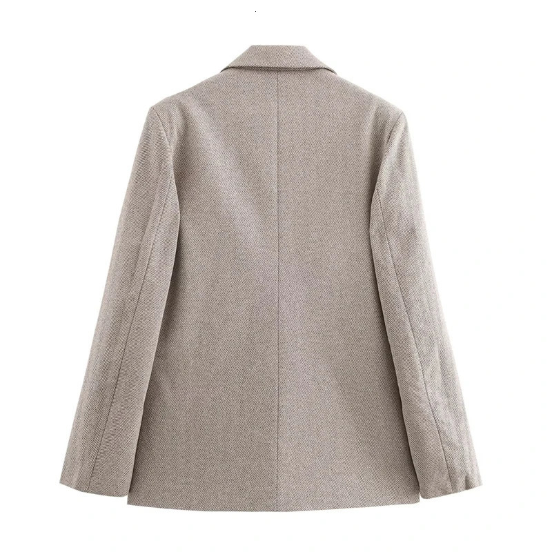 KEYANKETIAN AutumnWinter Womens Herringbone Wool Suit Coat Office Lady OneButton Flap Pockets Slim Thick Cropped Blazer 241209