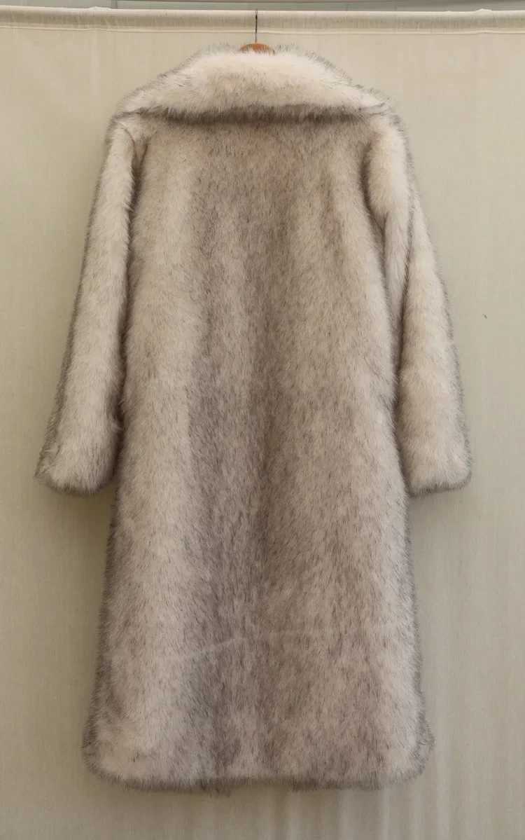 Long faux fur coat mens autumn and winter mens jacket mens clothing thick coat warm hooded jacket W241213