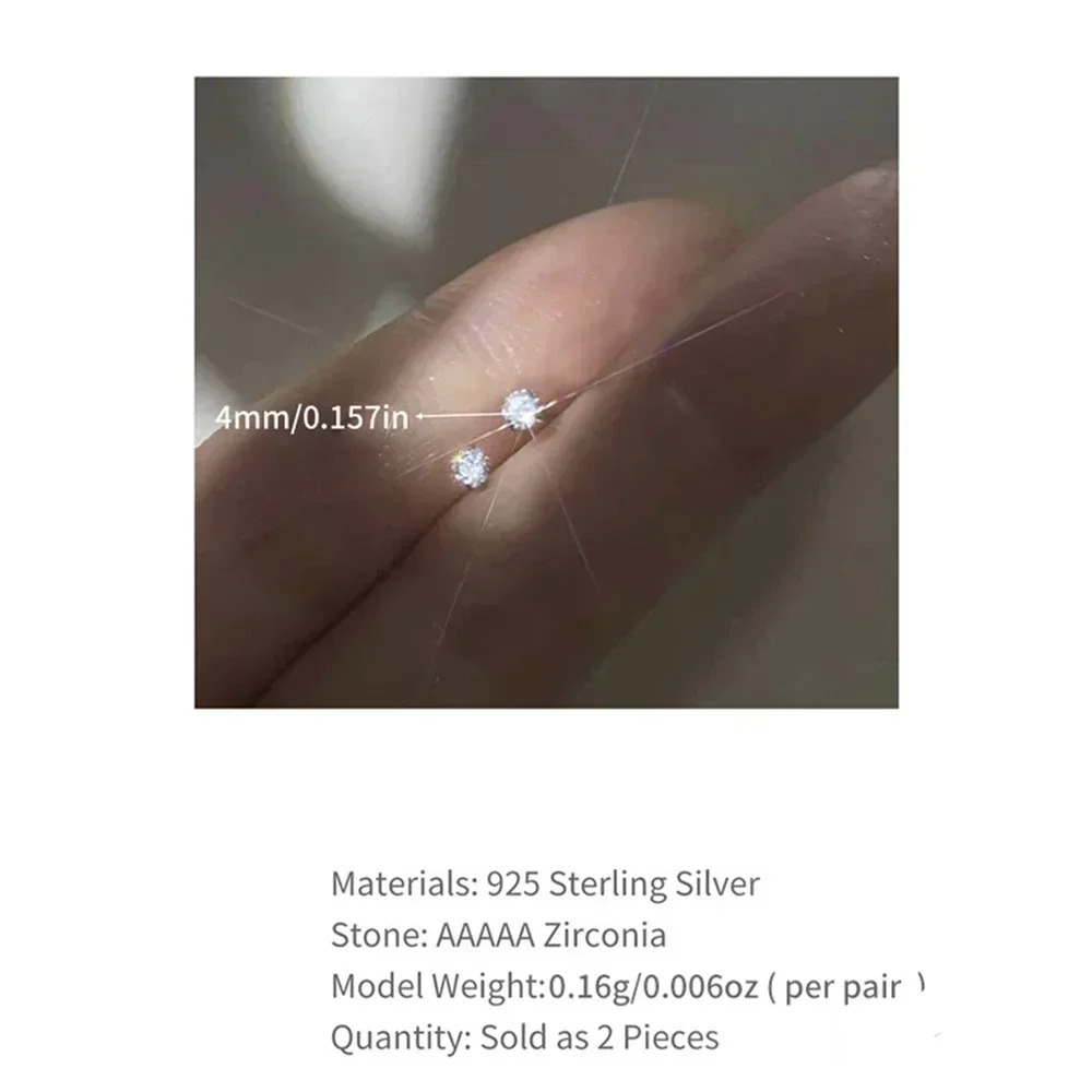 VAL 1/2/5/10 Pairs 925 Sterling Silver Jewelry Women Fashion Cute Tiny Clear Crystal CZ Stud Earrings Gift for Girls Teens Lady 241214