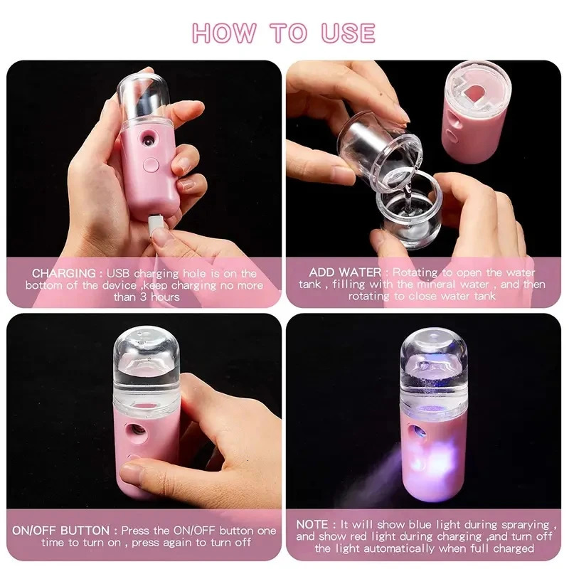30ml Skin Hydration Meter Nano Spray Meter Home Mini Use Humidifier Small Steamer Face Beauty Device Skin Care Tools For Women 241213