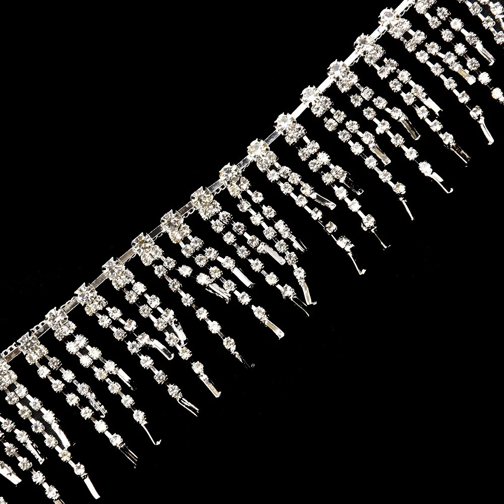 1 size sparkling tassel pendant with rhinestone decorative edge gold crystal metal chain used for dresses bags shoe accessories 241213