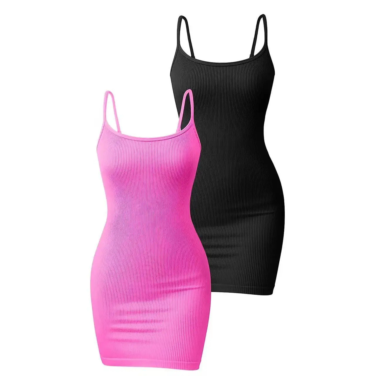 Womens Camisol Dress Italian Ribbed Knitted Body Mini Hip Wrap Solid Color Sexy Fashion Casual Edition 2024 241212