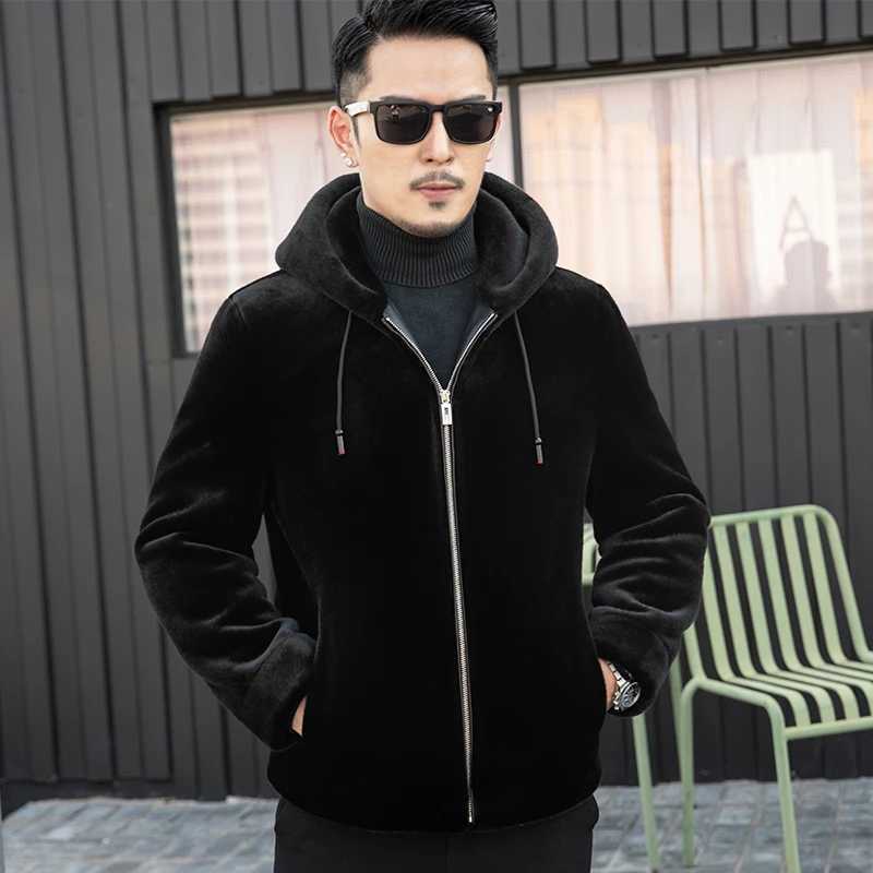 YN-27 Autumn and Winter Natural Mink Fleece Thickened Coat For Mens High End Genuine Fur Coat Fashion Casual Polo Neck Jacket W241213
