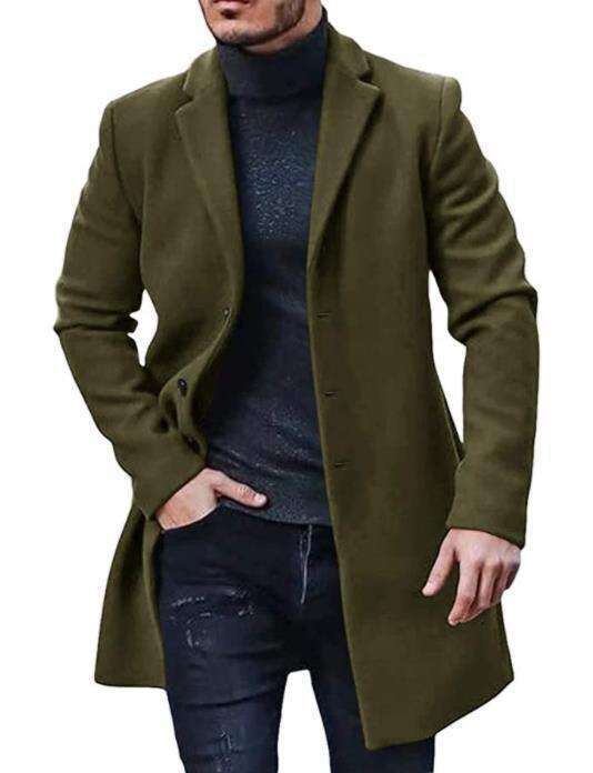 Men's Men's Woolen Mid Length Windbreaker Coat, Colored And Multi Size Fashionable Quality Classic