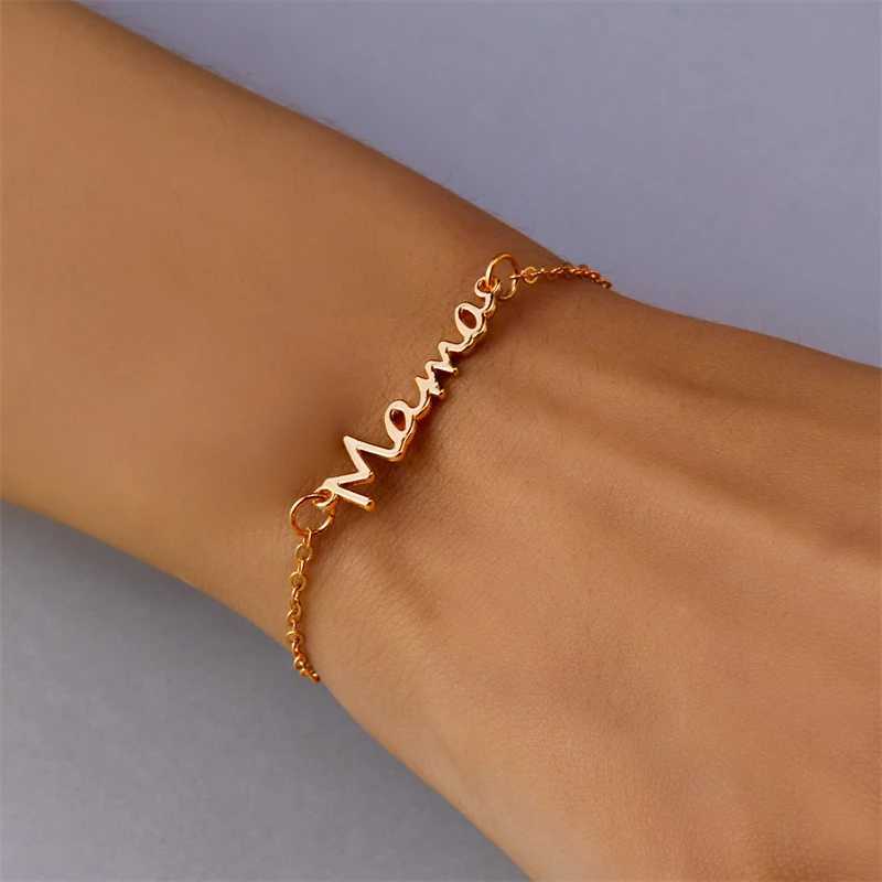 Fashion 3 Colors Metal Chain Mama Bracelet for Women Mothers Day Mom Jewelry Tren Romantic Family Gifts Accories BangleXJ241214