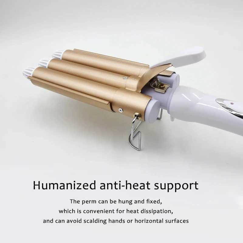 Portable electric hair curling iron Chicken rolls ceramic three barrel hair curling tool PTC heating curler W241214