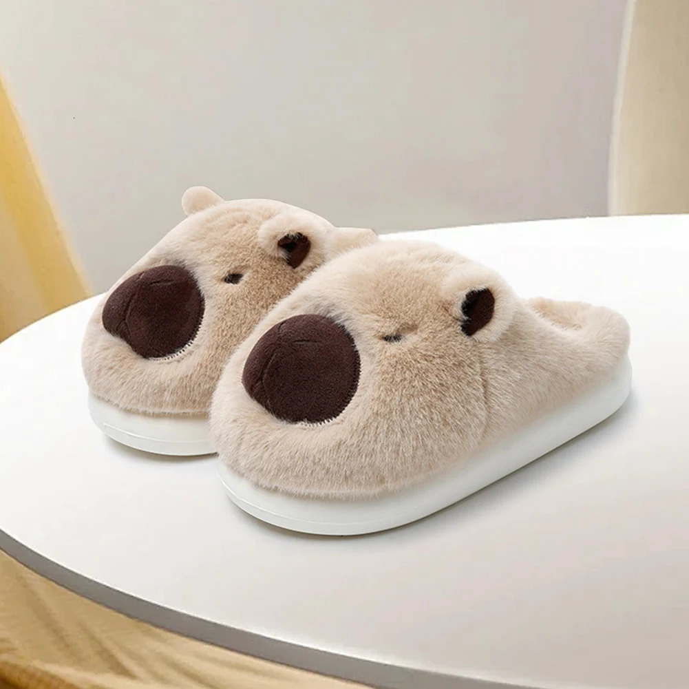 Plush Capybara Slippers Slipon House Shoes Comfortable Furry Animal NonSlip Fuzzy for Autumn Winter 241214
