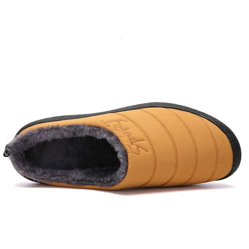Winter Home Men Slippers With Thick Plush Indoor Mens Fur Slides Plus Size 47 Warm Bedroom Shoes House Slipper Male 241214