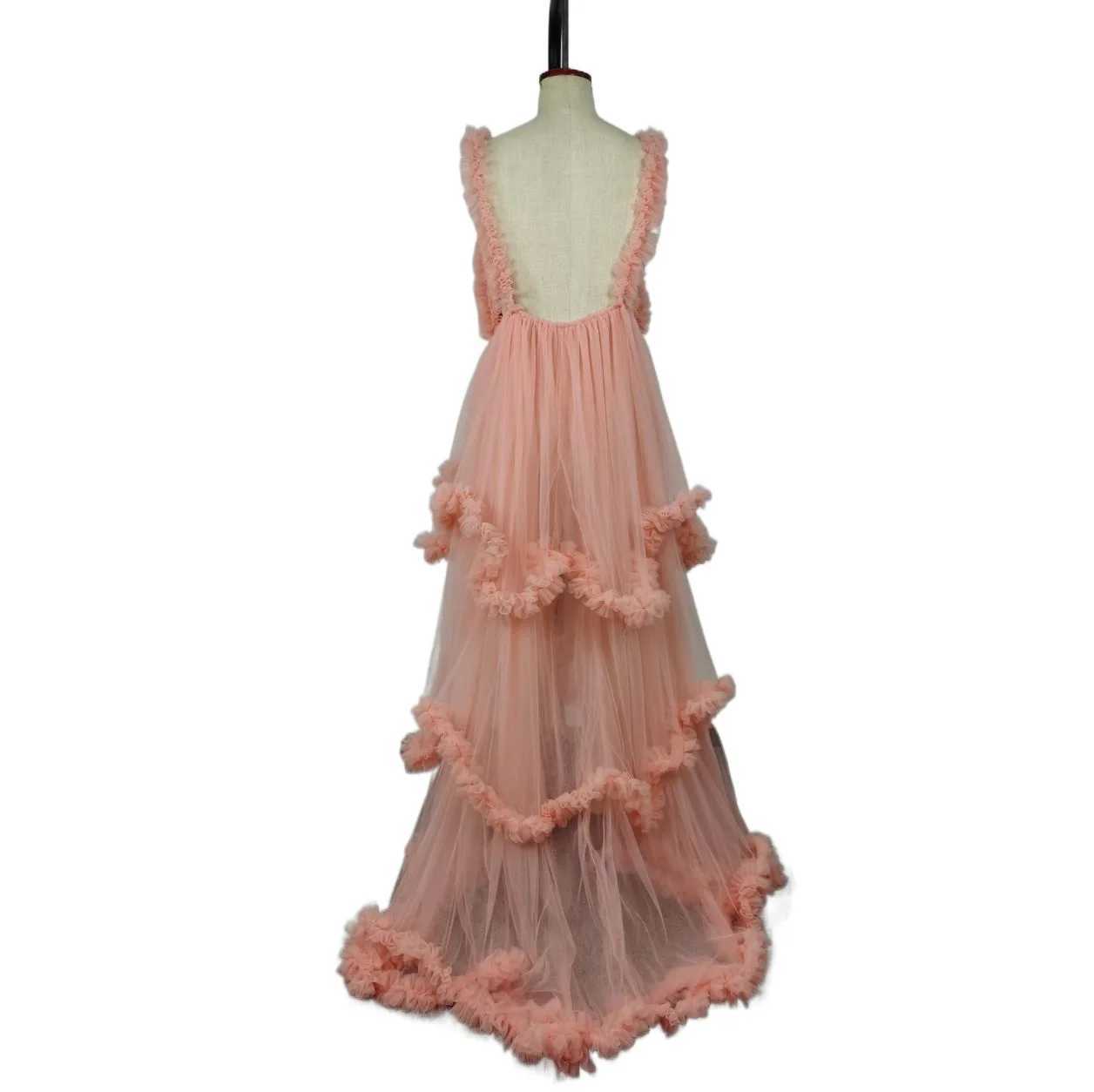 Tulle Materni Dress for Photoshoot Puffy Ruffles Baby Shower Dress Pregnancy Gowns Sheer Bridal Lingerie BathgownXJ241213