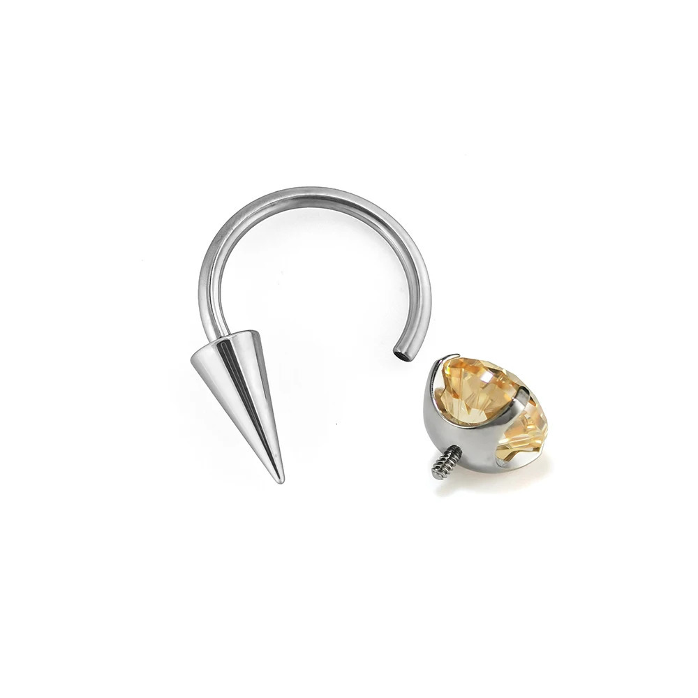 G23 Ear CZ Zircon Stone Lip Stud Labre Internally Thread Nasal nail Cartilage Piercing Jewelry 241214