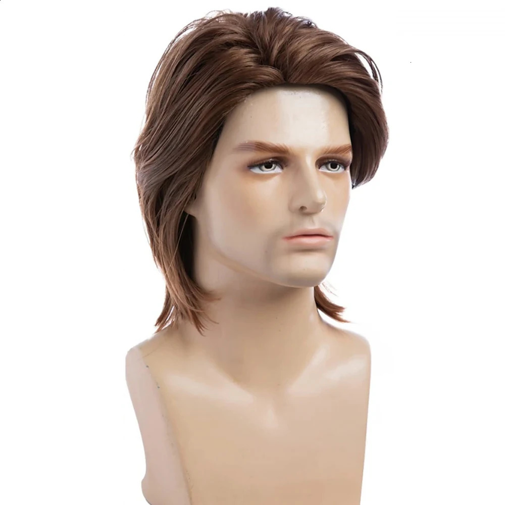 HAIRJOY Men Brown Wig Short Straight Synthetic Hair Halloween Cosplay Costume Party Wigs 241213