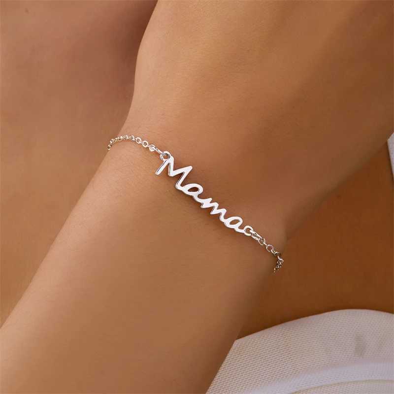 Simple Letter Mama Charm Bracelet for Women Metal 3 Colors Double Layer Chain Bangle Fashion Jewelry Mother Day Wrist GiftXJ241214