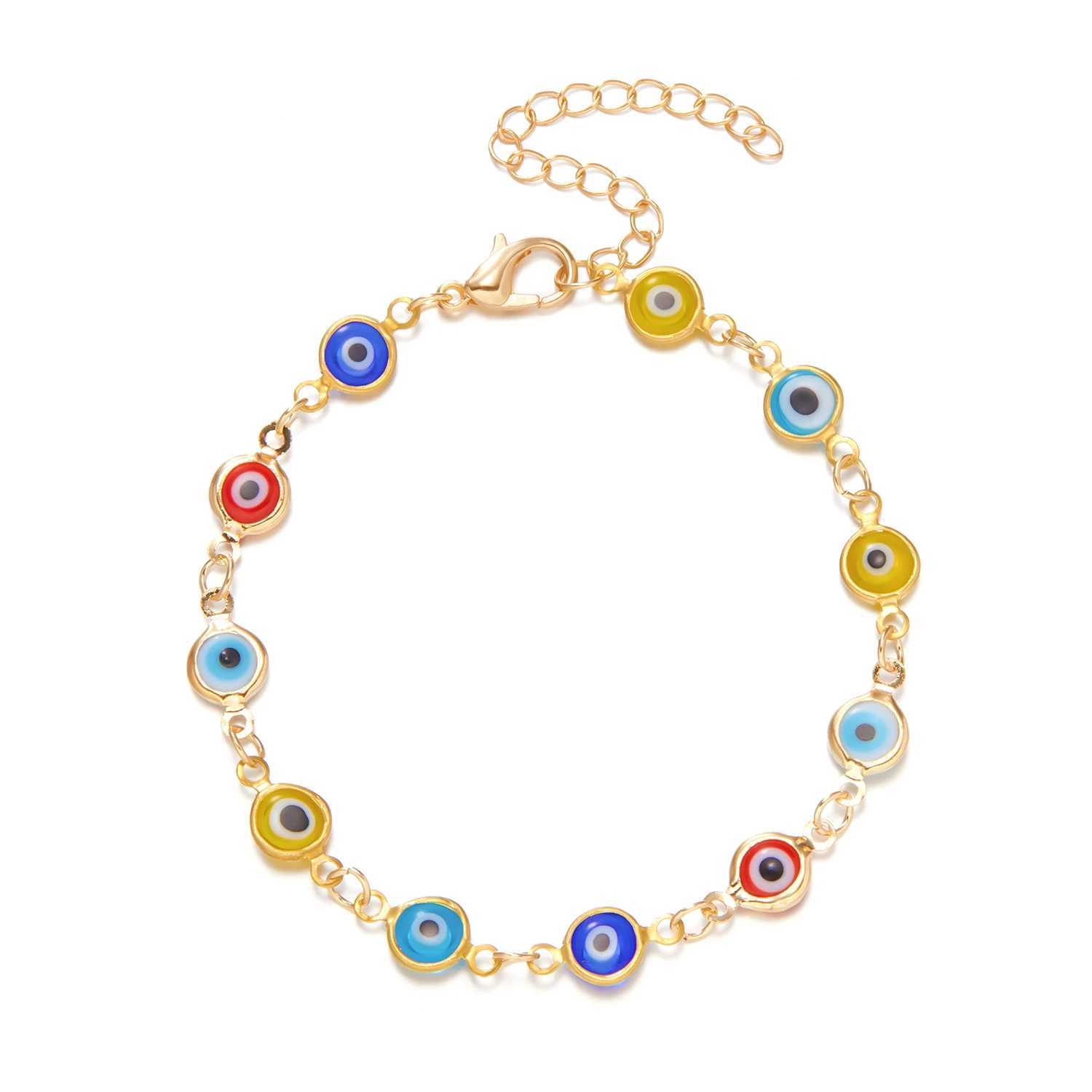 Lucky Turkey Evil Eye Bracelet For Women Men Colorful Red Blue Eye Adjustable Metal Chain Bangles Good Luck Wealth Jewelry GiftsXJ241214