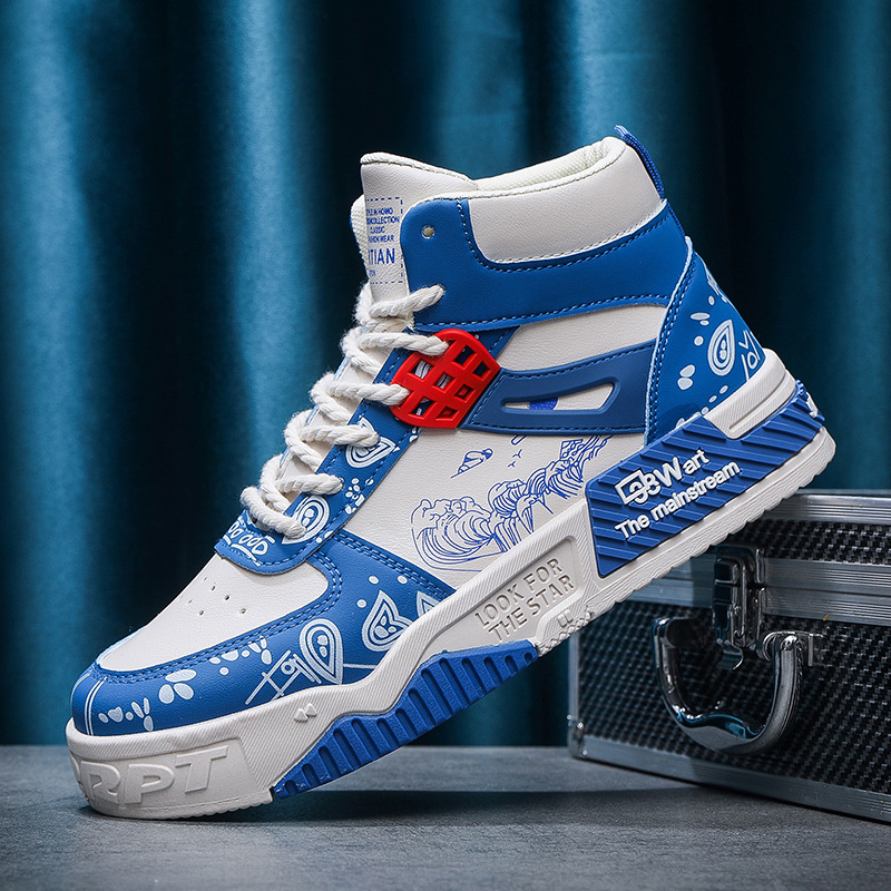 Men's High-Top Casual Sneakers Black, Green, Deep Blue hot | Fashion Trend Sports Board Shoes