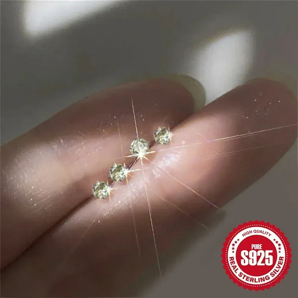 VAL 1/2/5/10 Pairs 925 Sterling Silver Jewelry Women Fashion Cute Tiny Clear Crystal CZ Stud Earrings Gift for Girls Teens Lady 241214