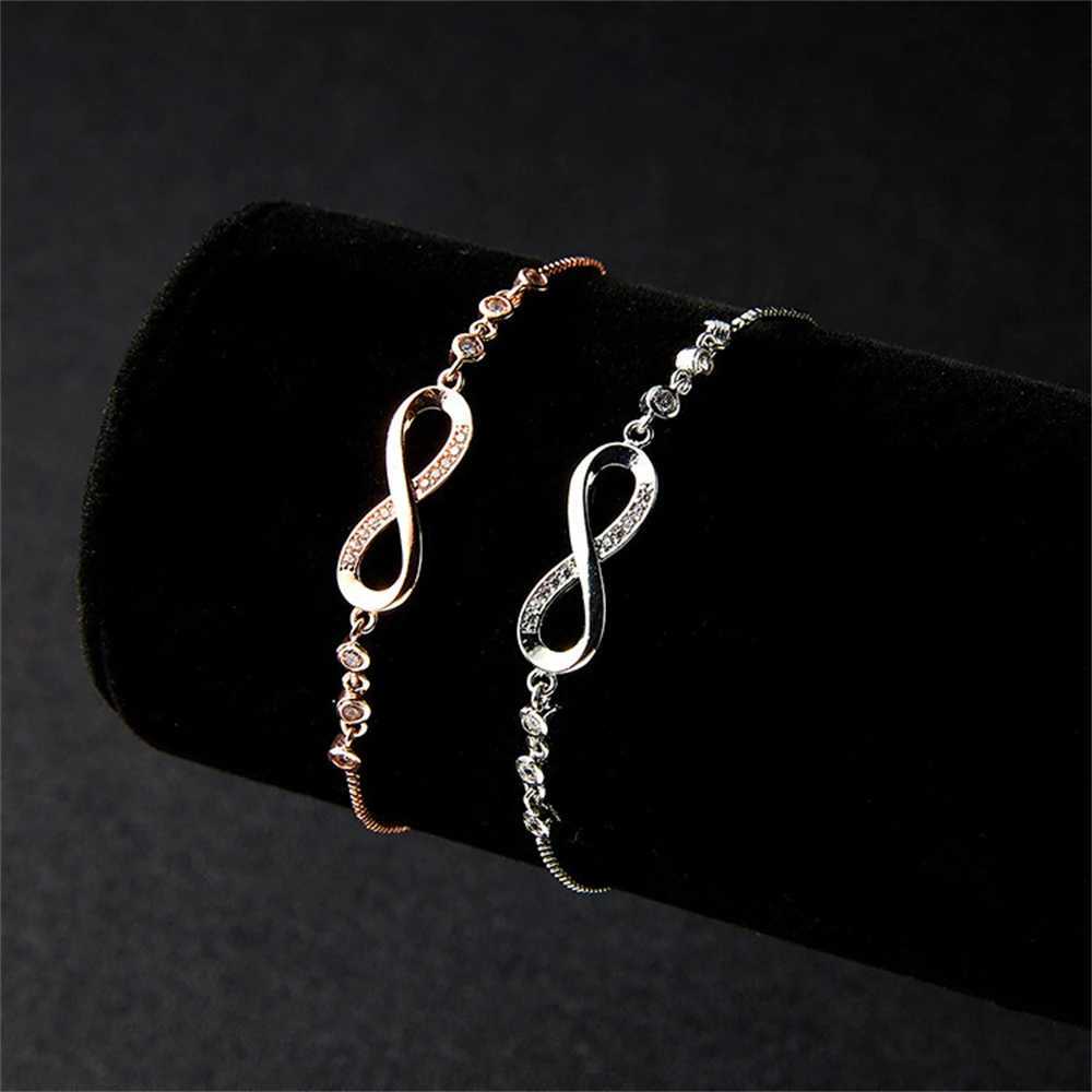 Fashion Crystal Infinity Bracelet For Women Summer Adjustable Cz Endl Charm Tennis Bracelet Birtay Jewelry GiftXJ241214
