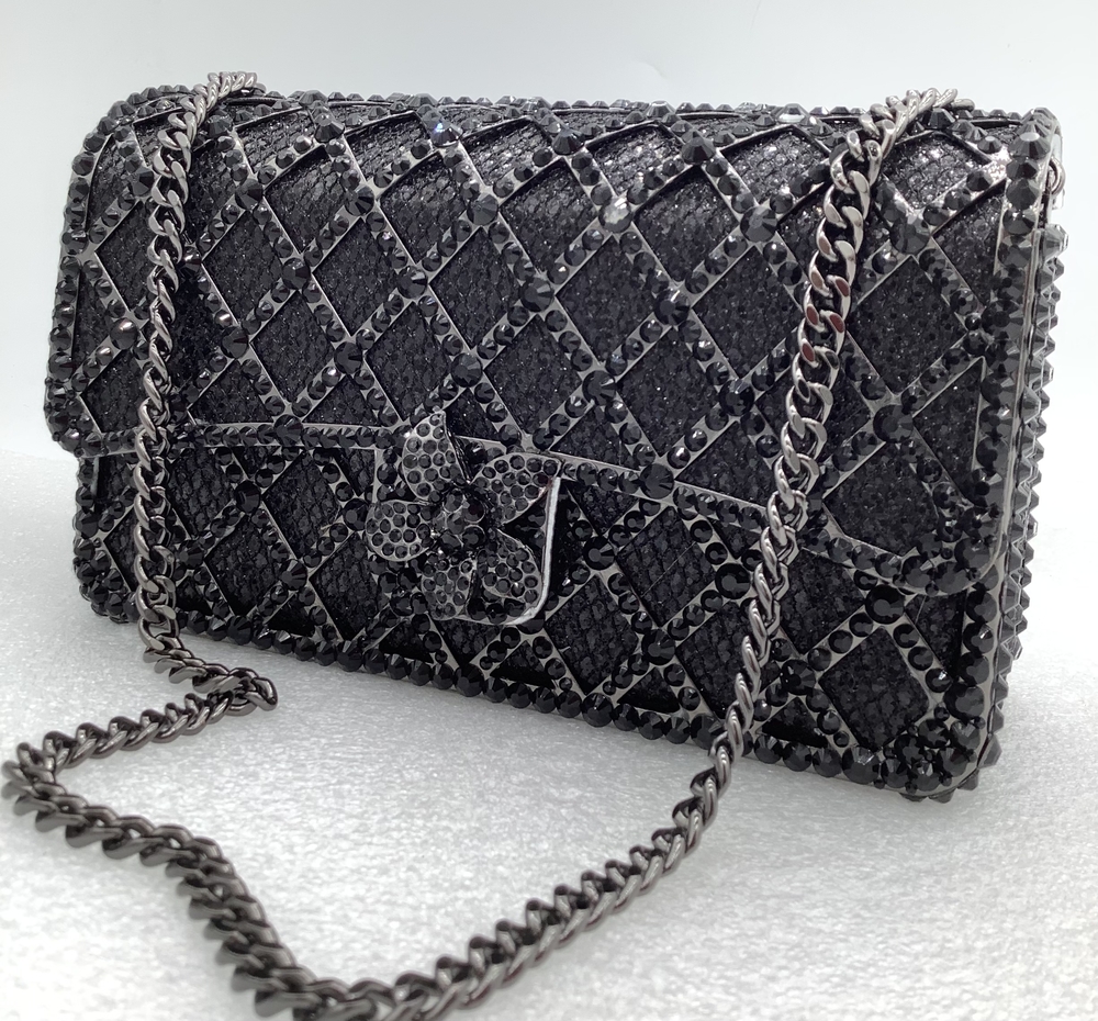 XIYUAN Women Fushia/Blue/Sier/Green Jewels Long Chain Messenger Bags Party Wedding Dias Handbags Gems Shoulder Bag Bridal