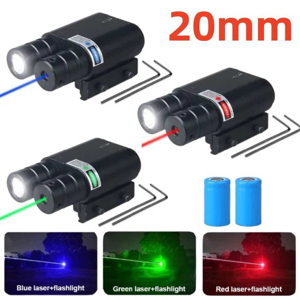 1pc Gun Light With Red Green Blue Dot Laser Sight Combo Pistol Torch Flashlight Red Green Laser Sight For 20mm RailXJ241214