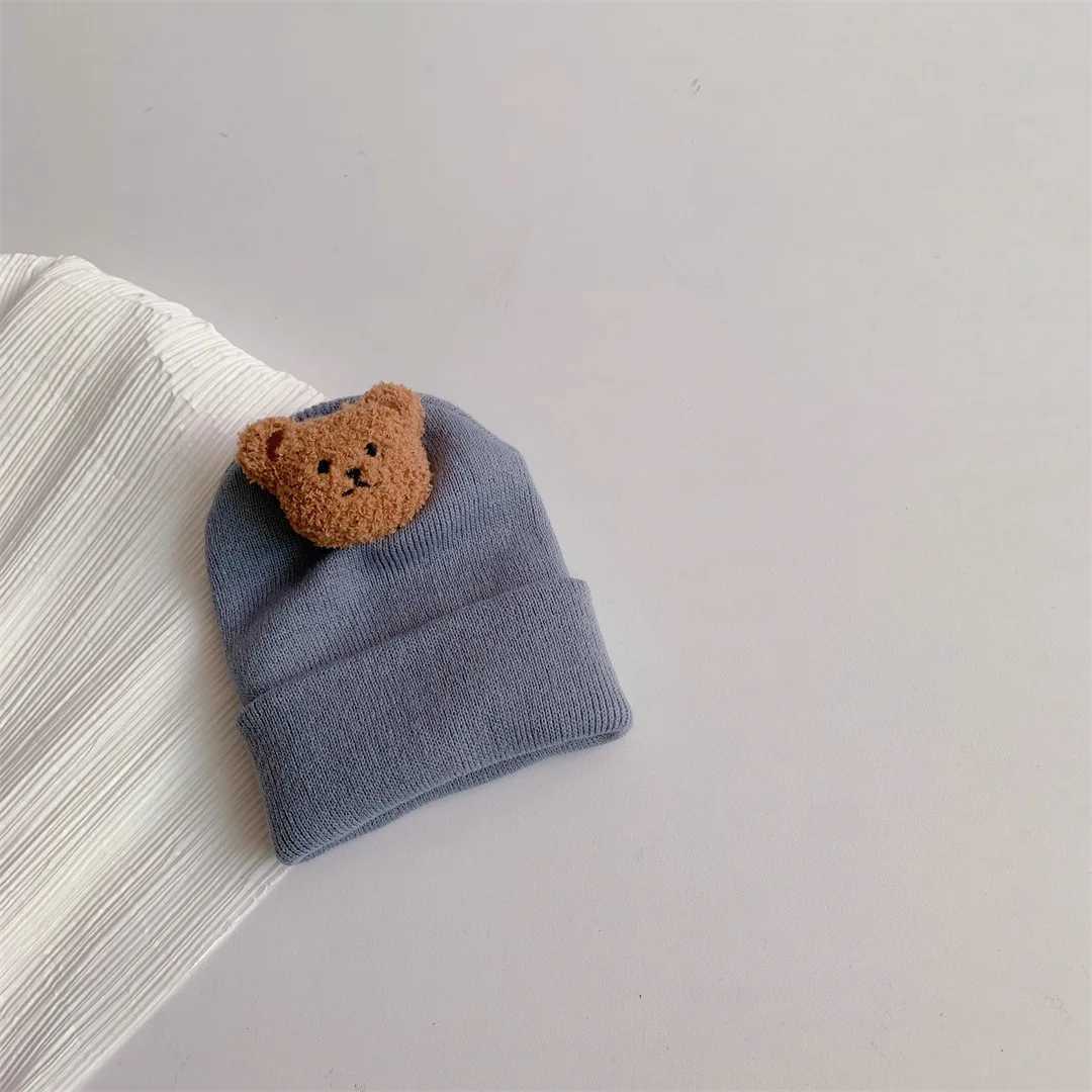 Bear Baby Knitted Hat Warm Baby Bear Boys and Girls Soft and Comfortable Toddler Hat in Autumn W241213