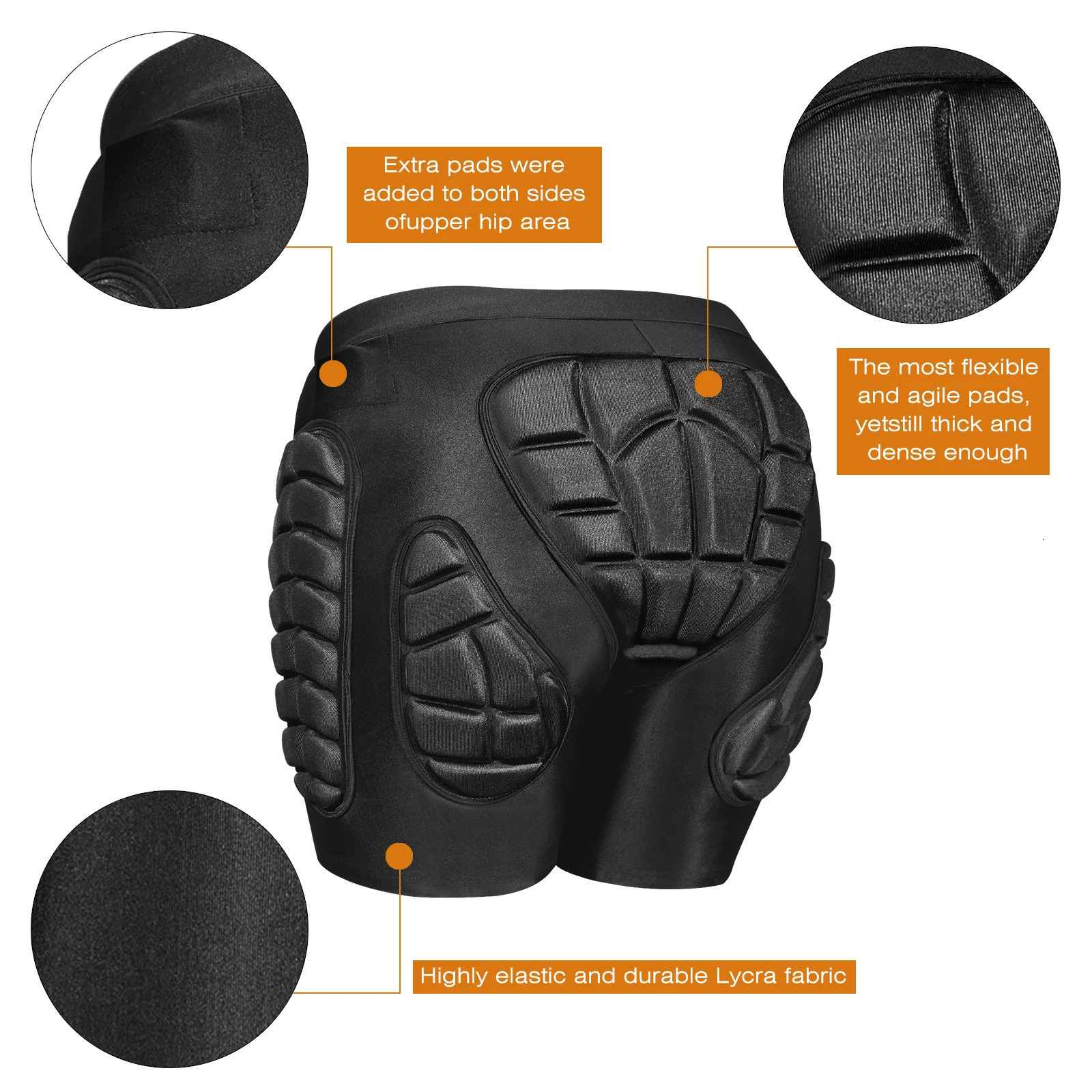 AVIVOR 3D Protection Hip Butt EVA Padded Short Pants Protective Gear Guard Impact Ski Ice Skating Snowboard Black 241213