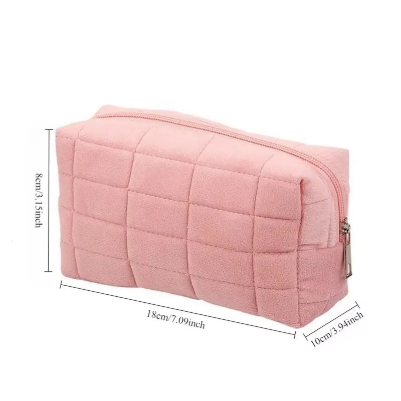 Zipper large solid color cute fur makeup bag womens travel makeup bag fur 241223
