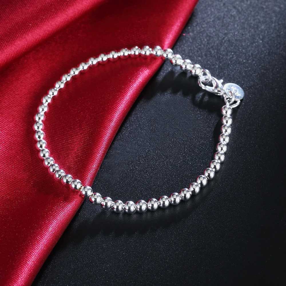 Christmas gifts charm 925 Sterling Bracelet 4MM beads chain for woman Popular brands jewelry fashion Wedding partyXJ241214
