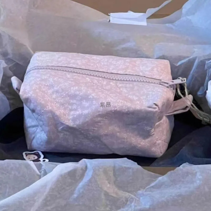 Floral print pink sweet storage bag womens mini bag solid zipper cute makeup bag rectangular student pencil bag fashionable coin wallet 241212