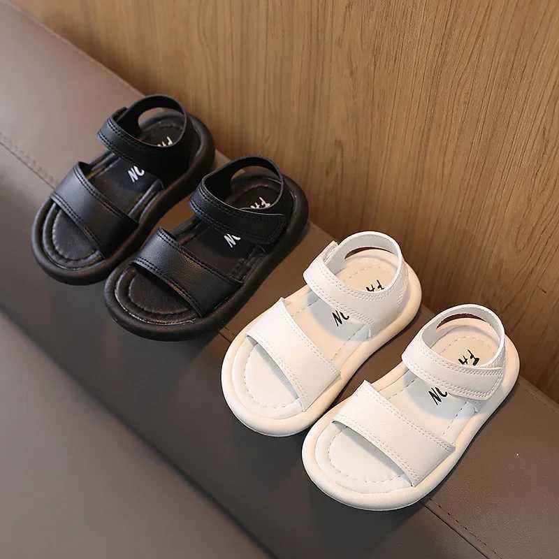 Sandals Comfortable Kids Sandals for Boys Girls Children Beige Beach Shoes Toddler Stylish Black Fully Flat Baby Sandals 2-7 Years G12272 H250212