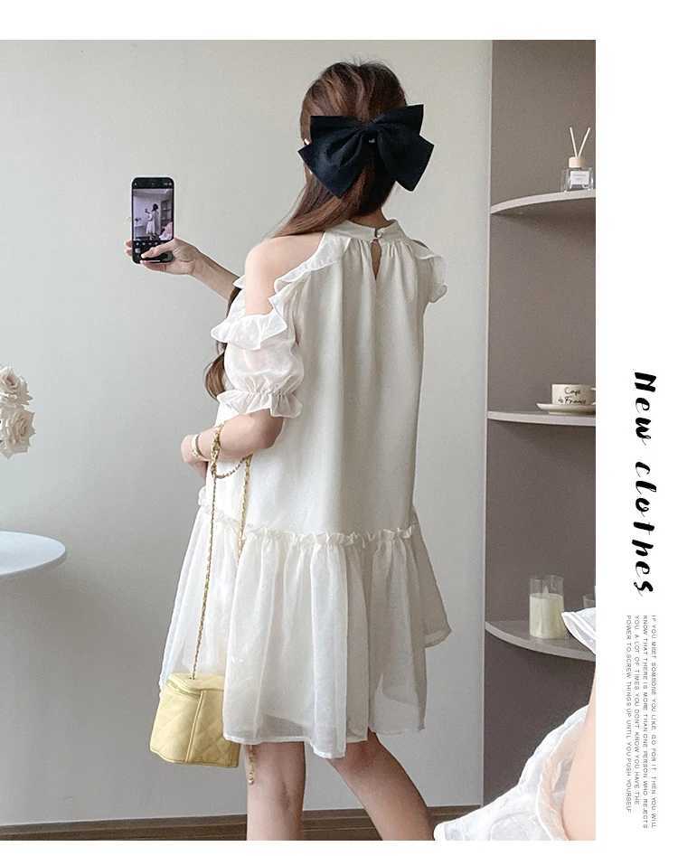 Loose Sweet Ruffled A-line Materni Dress Short Pregnant Woman Clothes Shoulderless Princess Par Dress Ball Gown Dress LovelyXJ241213