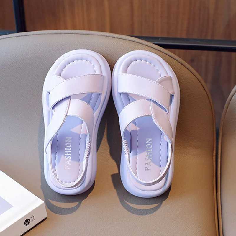 Sandals 2024 Fashion Elastic Band Slingback Shoes for Girls Soft Bottom Summer Sandals Kids Cross-tied School Platform Shoes Girl H03153 H241213