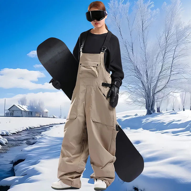 Ski Pants Women Men 2025 Outdoor Skiing Overalls Warm Snowboard Pant Couple Winter Windproof Clothes One-Piece Snow Trousers 241213