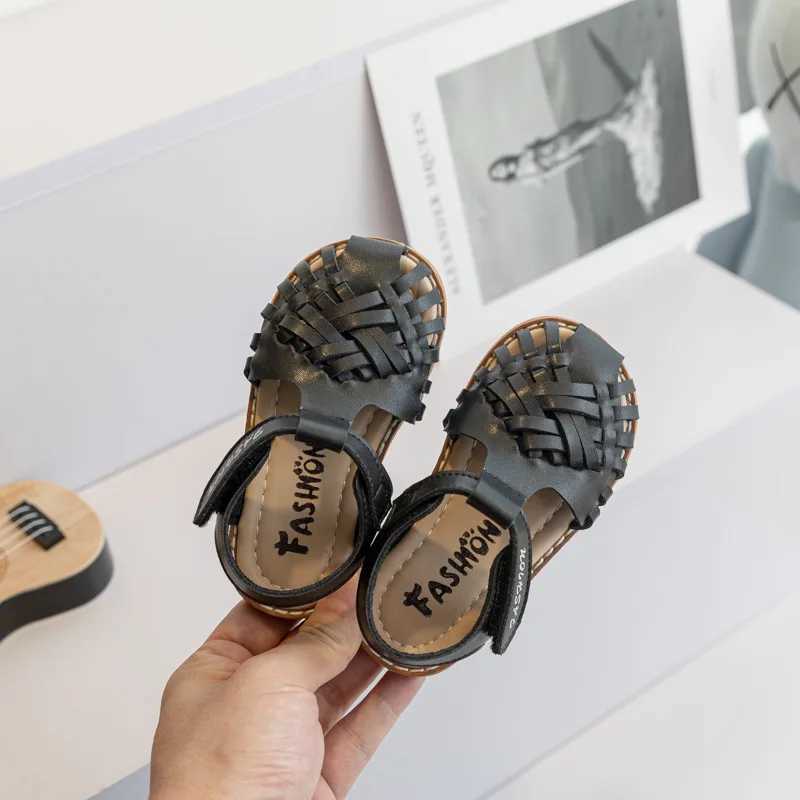 Sandals Toddler Sandals Boys Girls Cut outs Leather Shoes 2022 Summer Brand New Gladiator Sandals Weave Baby Girl Beach Shoes Boy F04245 H241213