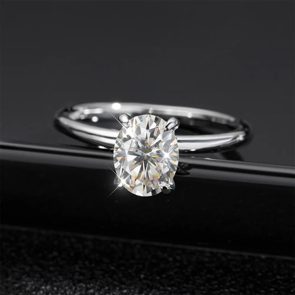 SHSTONE D VVS1 Oval Rings 4 Prong Setting Classic jewelry Women Engagement Wedding 925 Sliver Ring GRA Certificate 241214