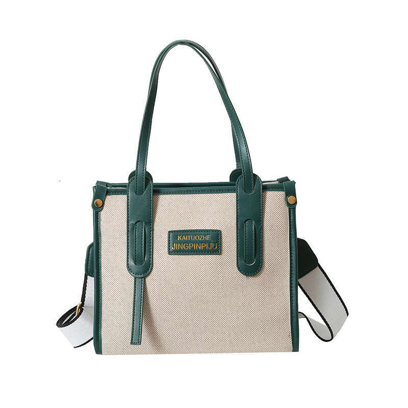 Large Capacity Hand-Held Canvas Women's New Fashionable Contrasting Color Single Shoulder Crossbody Bag, Commuting Casual Tote Bag
