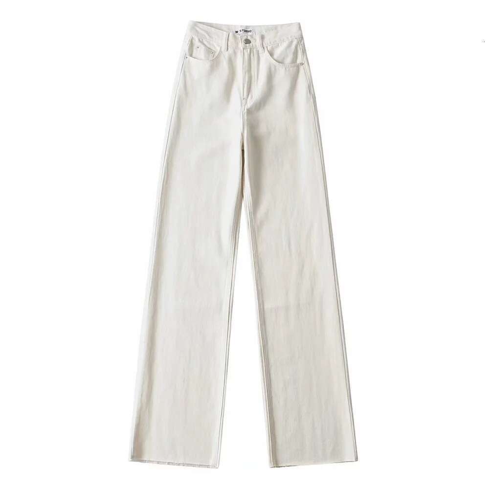 European and American Autumn High Waist Skinny Hairy Wide Leg or Women's Loose Straight leg Jeans Pants 2024 Temperament Versatile New Trendy Clo