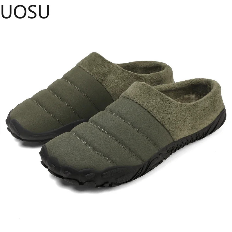 Man Cotton Slippers Trendy Allmatch Mens Slipper Comfortable Home Shoes Warm Plush Personality UOSU Style 241214