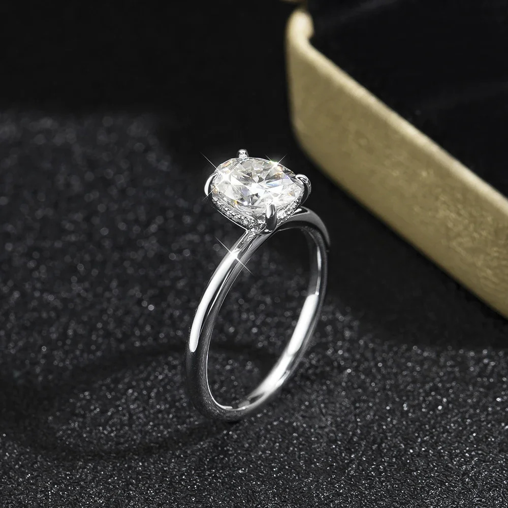 SHSTONE D VVS1 Oval Rings 4 Prong Setting Classic jewelry Women Engagement Wedding 925 Sliver Ring GRA Certificate 241214