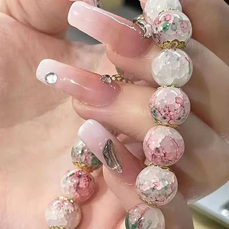 New Fashion Y2K Sweet Cherry Blossom Bracelet For Women Exquisite Elegant Flower Crystal Beaded Bracelet Girl Party Jewelry GiftXJ241214