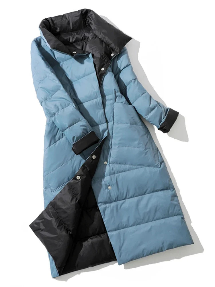 Winter womens Turtleneck white duck down jacket double chest warm Parkas doublesided 241212