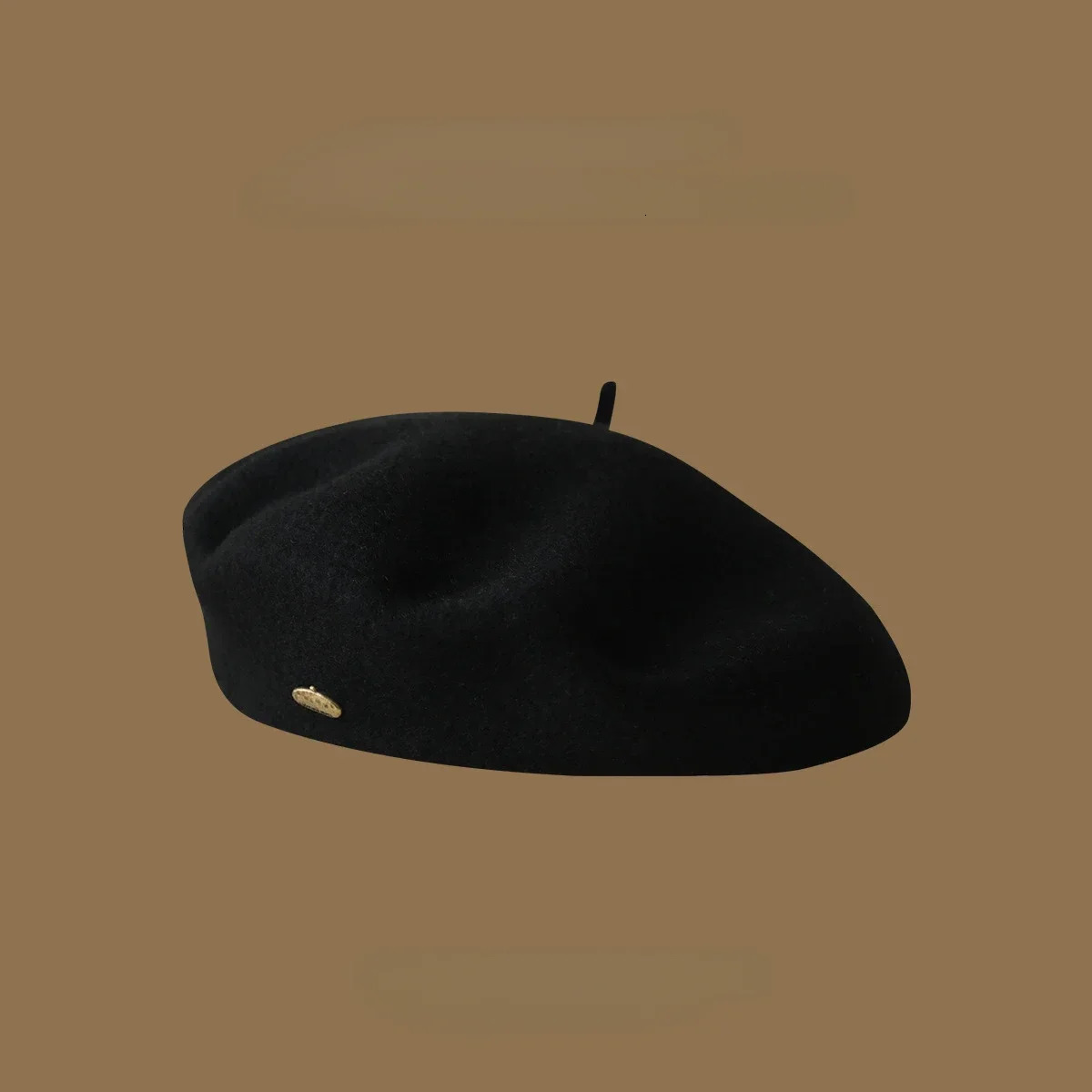 Womens Winter High Quality Wool Beret Metal Copper Buckle Solid Color Paint Hat Satin Embroidered Retro Beanie 241210