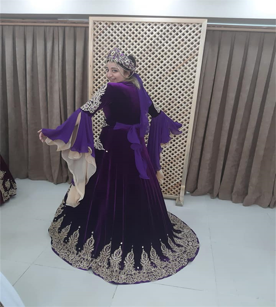 Luxury Purple Evening Dresses Moroccan Abaya Dubai Prom Dress Appliques Lace Beaded Long Sleeve Formal Birthday Dress 2025 Vestidos De Fiesta Ceremony