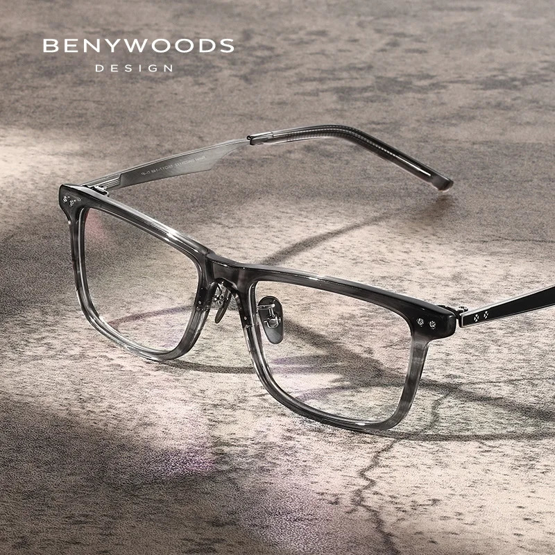 Benywoods n Acetate Fashion Style Mens Glasses Frame Pure Eyeglasses UV400 Original Spectacles J235112 241213
