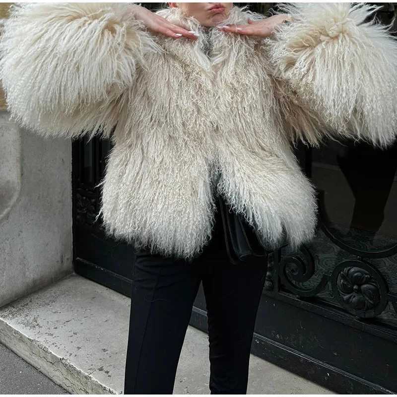 Luxury Women Faux Fur Furry Coat Elegant Solid Loose Lapel Full Slve Jacket Female Autumn Winter Lady Thicken Warm Strt Wear X241214