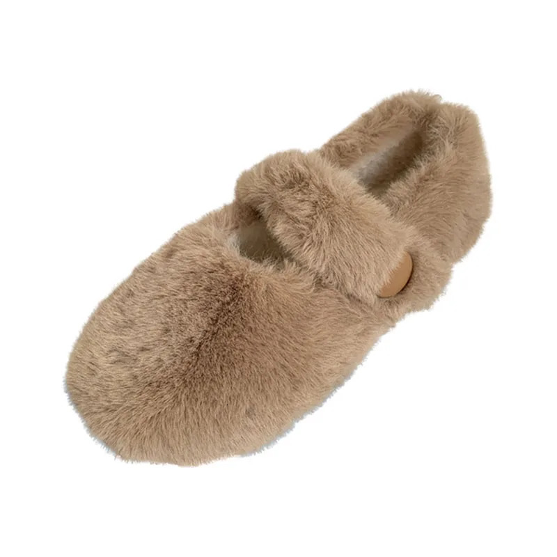 Round Toe Women Casual Female Sneakers White Leather Shoes Slip-on Loafers Fur Soft Moccasin Slip On Winter Leisure Basic Sl 241213